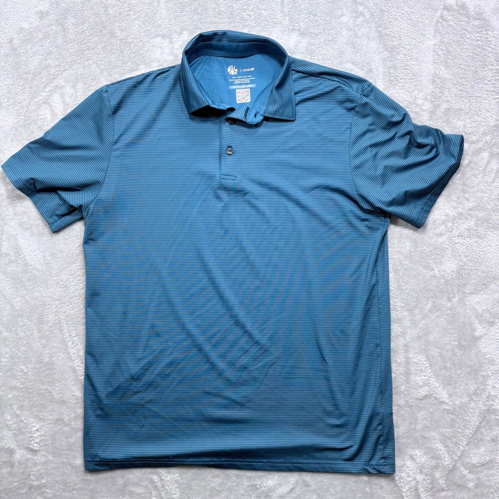 Oobe Chick-fil-A Polo Shirt Mens Medium Blue Teal Micro-Stripe Performance